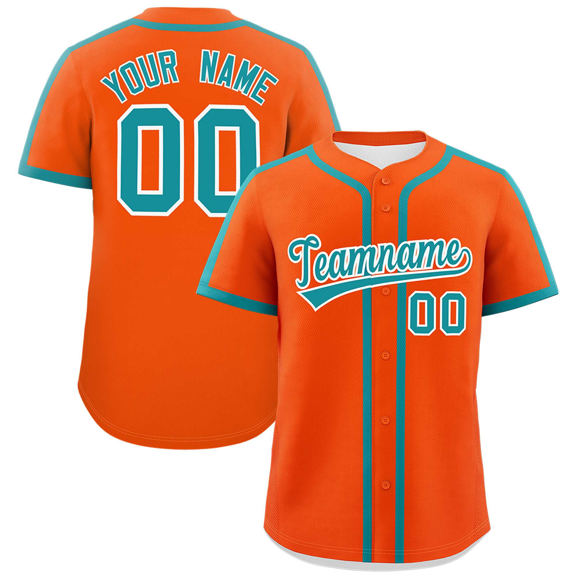 Custom Orange Aqua Personalized Classic Authentic Baseball Jersey