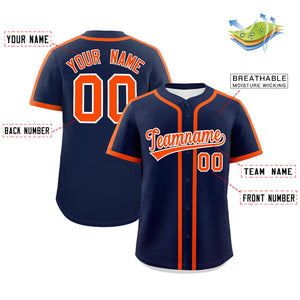 Custom Navy Orange Personalized Classic Authentic Baseball Jersey