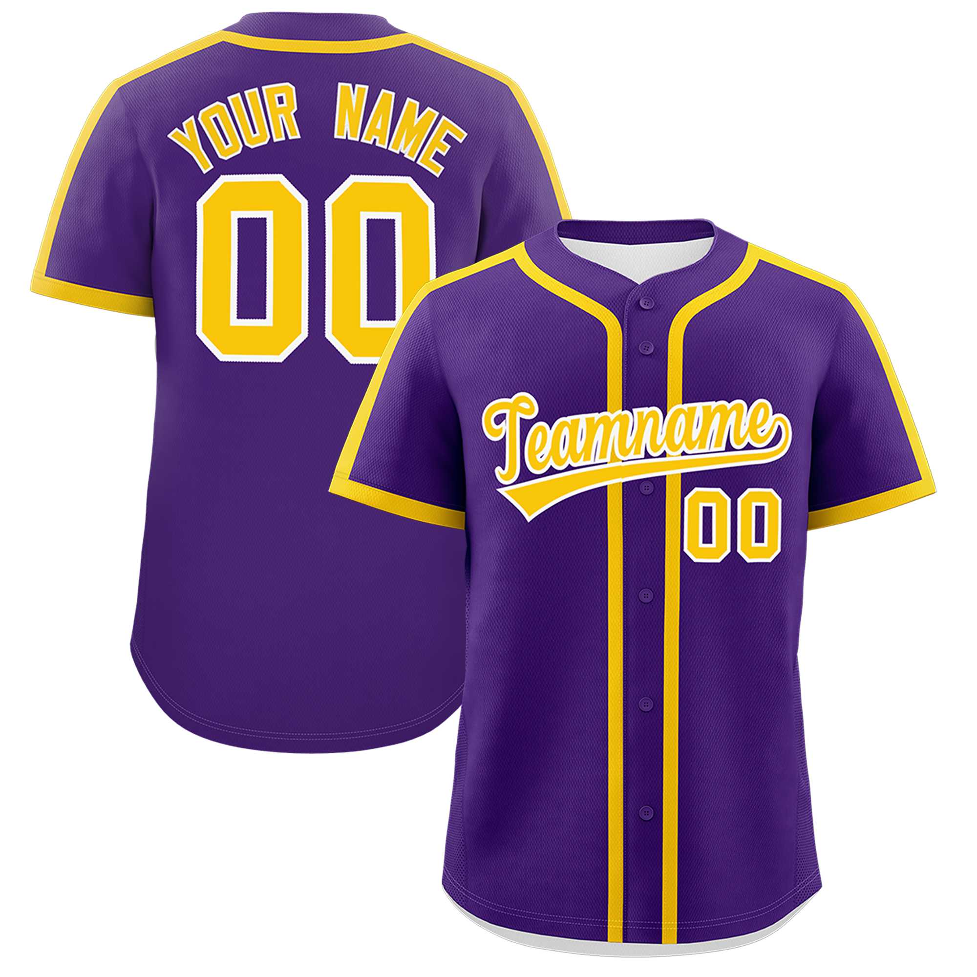 Custom Purple Gold Personalized Classic Authentic Baseball Jersey