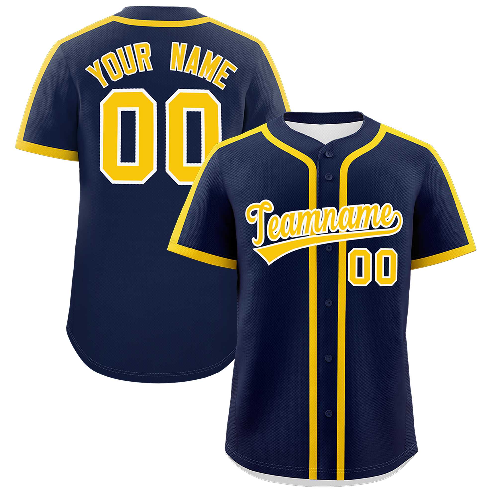 Custom Navy Gold Personalized Classic Authentic Baseball Jersey