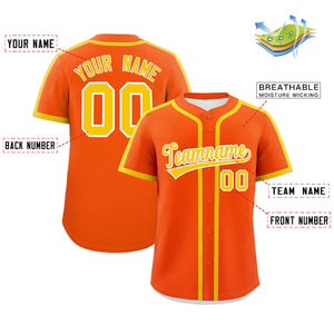 Custom Orange Gold Personalized Classic Authentic Baseball Jersey