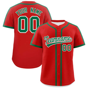 Custom Red Kelly Green Personalized Classic Authentic Baseball Jersey