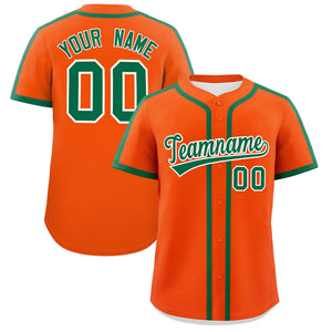 Custom Orange Kelly Green Personalized Classic Authentic Baseball Jersey