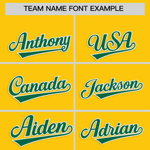 Custom Gold Kelly Green Personalized Classic Authentic Baseball Jersey