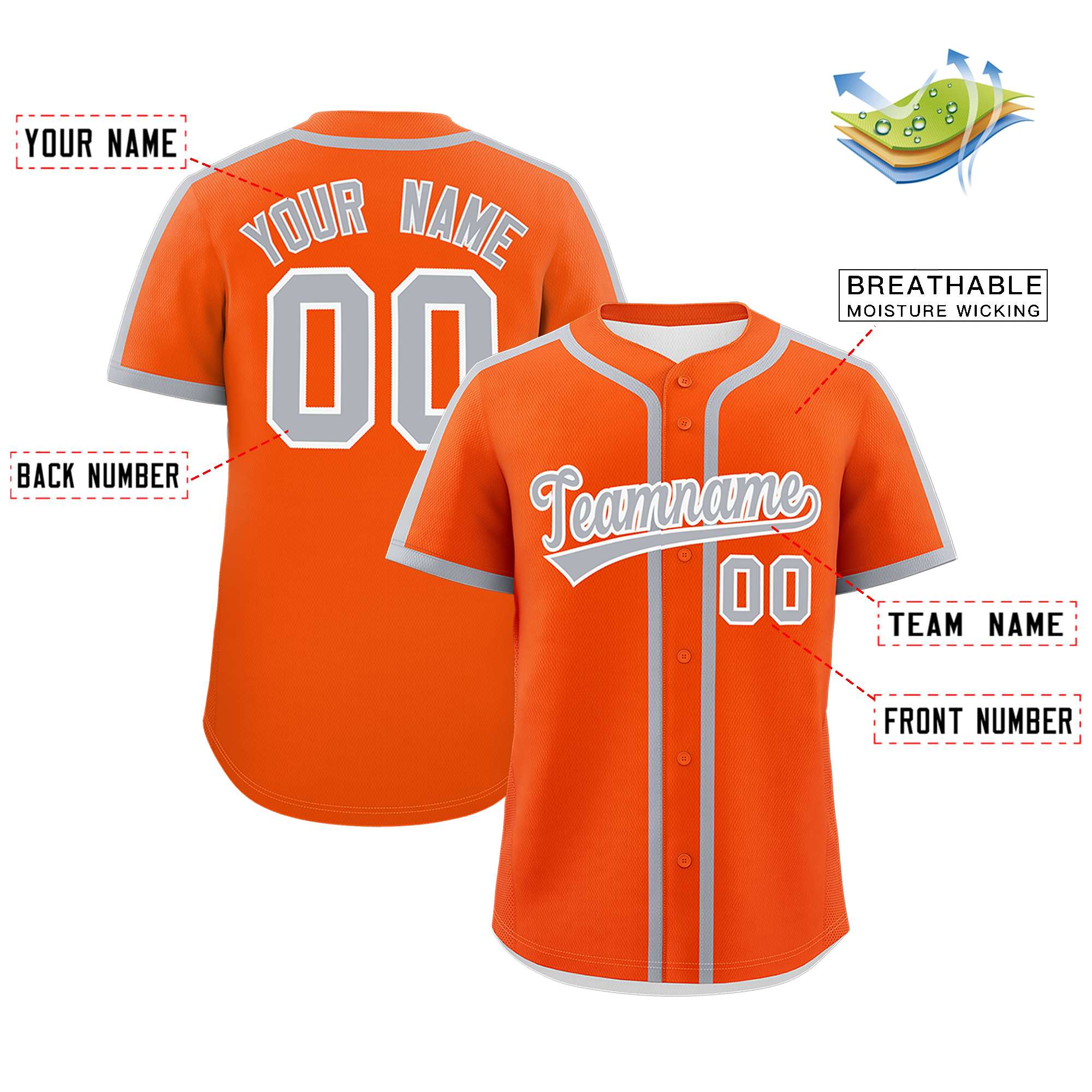 Custom Orange Gray Personalized Classic Authentic Baseball Jersey