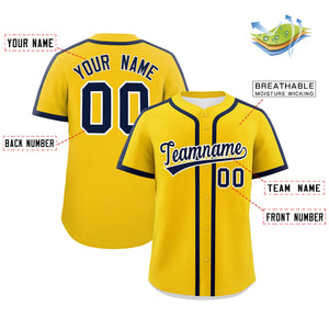 Custom Gold Navy Personalized Classic Authentic Baseball Jersey