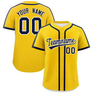 Custom Gold Navy Personalized Classic Authentic Baseball Jersey