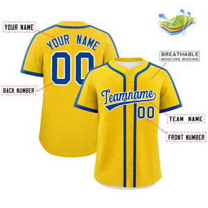 Custom Gold Royal Personalized Classic Authentic Baseball Jersey