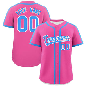 Custom Pink Powder Blue Personalized Classic Authentic Baseball Jersey