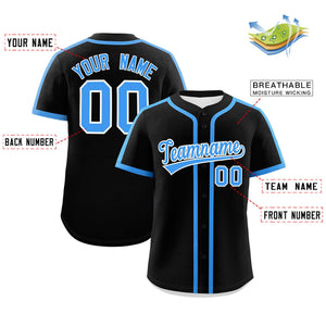 Custom Black Powder Blue Personalized Classic Authentic Baseball Jersey