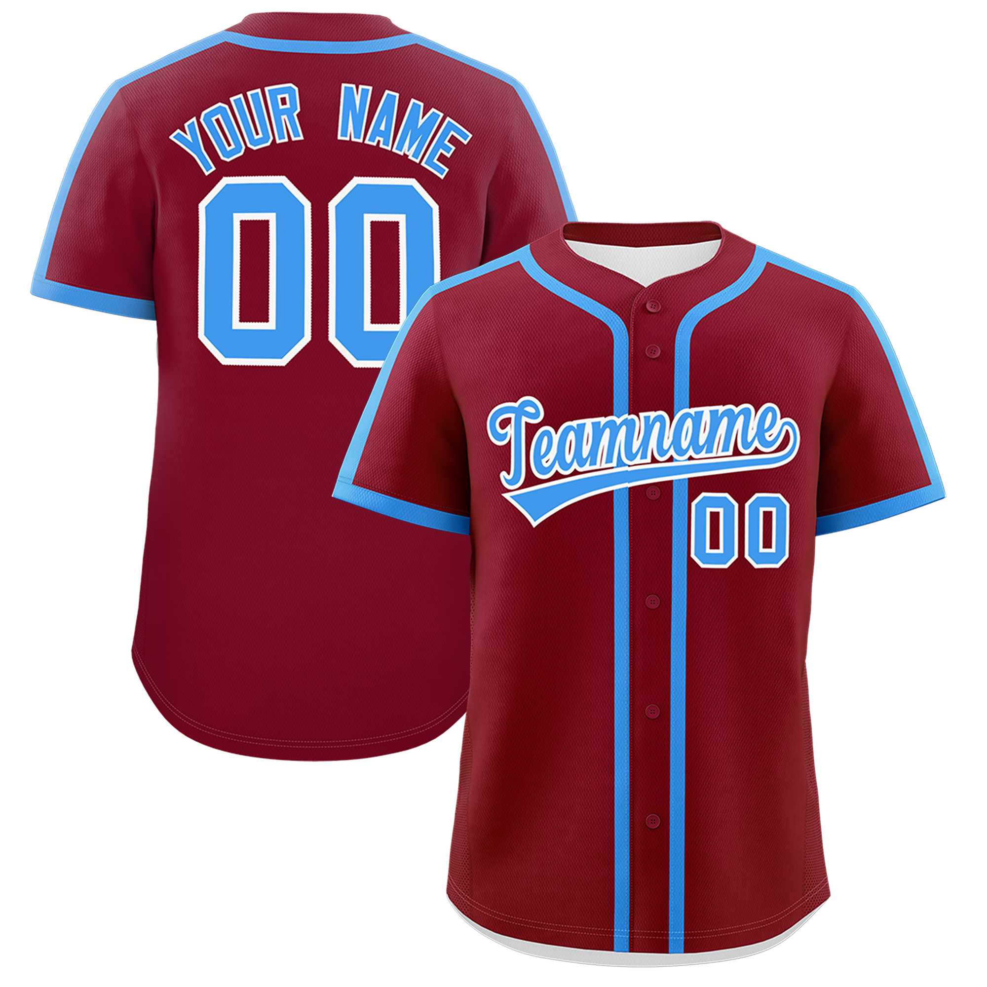 Custom Crimson Powder Blue Personalized Classic Authentic Baseball Jersey