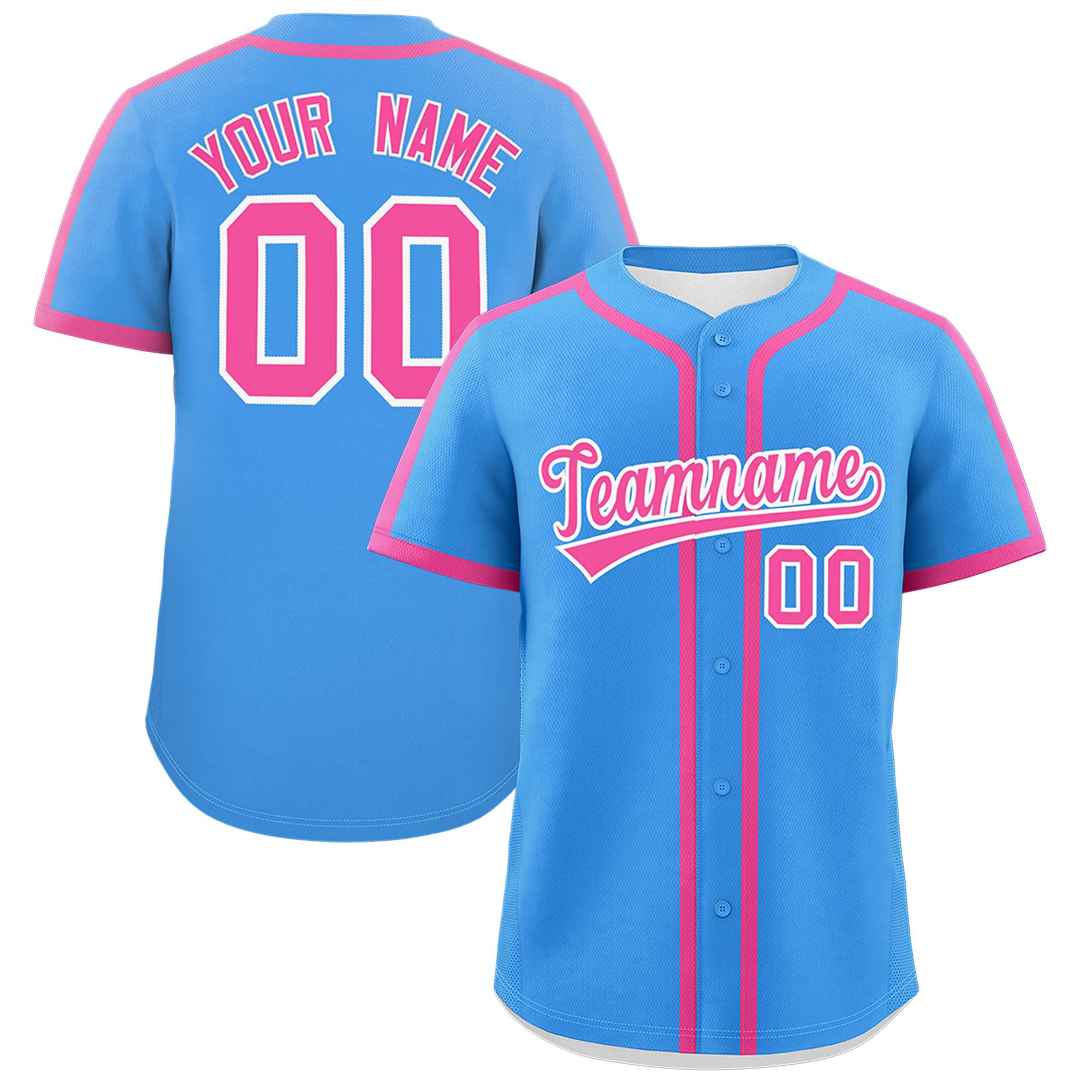 Custom Powder Blue Pink Personalized Classic Authentic Baseball Jersey