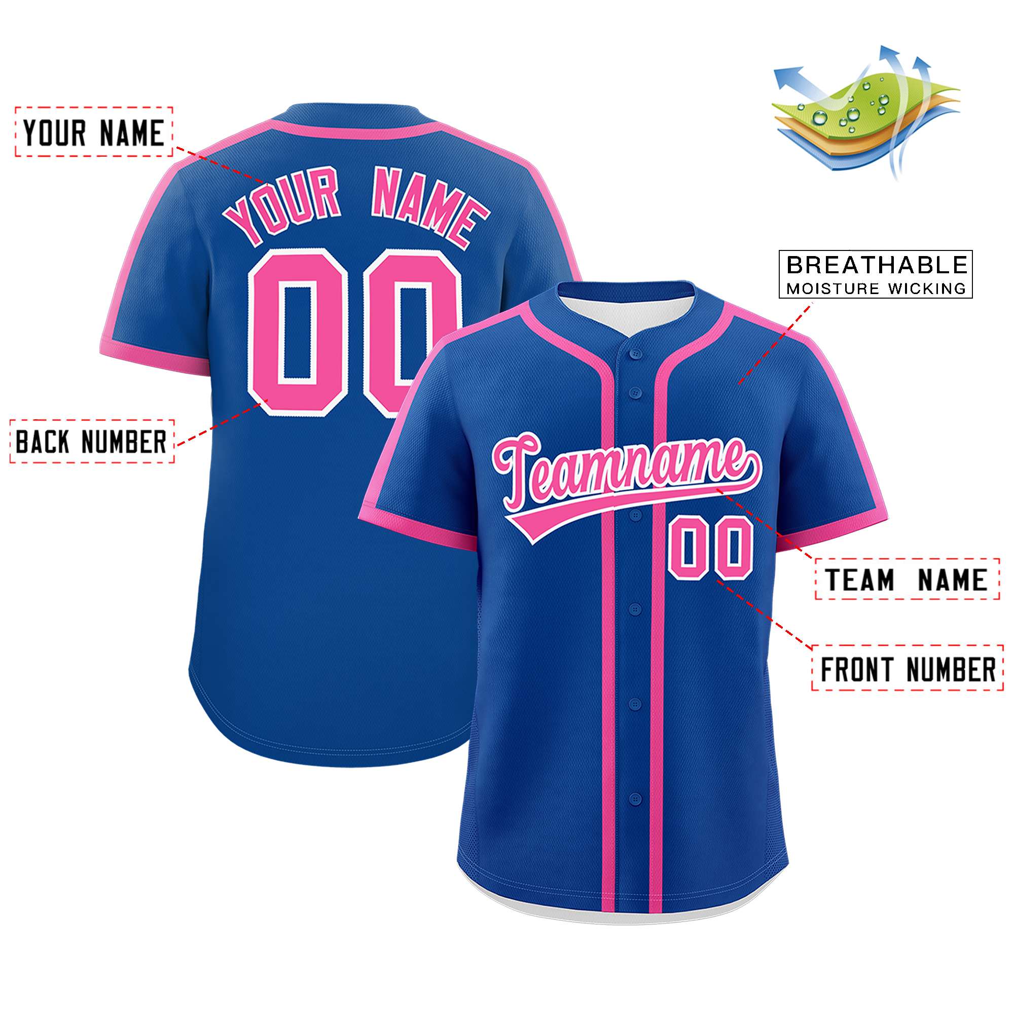 Custom Royal Pink Personalized Classic Authentic Baseball Jersey