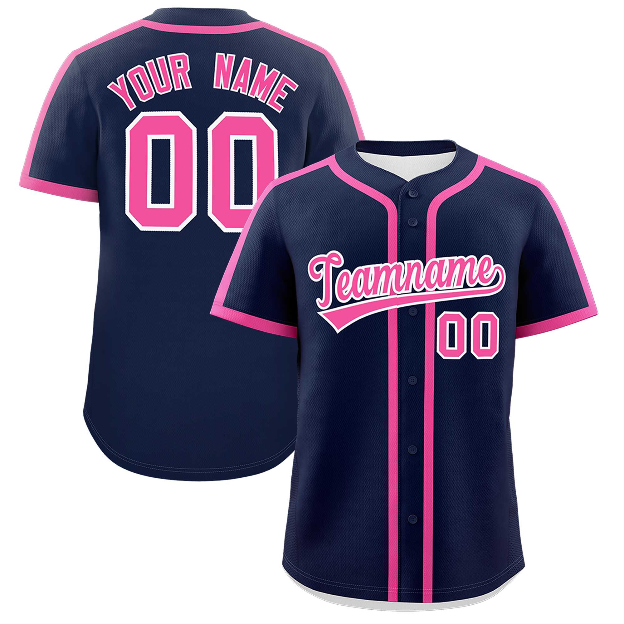 Custom Navy Pink Personalized Classic Authentic Baseball Jersey