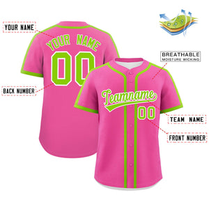 Custom Pink Neon Green Personalized Classic Authentic Baseball Jersey