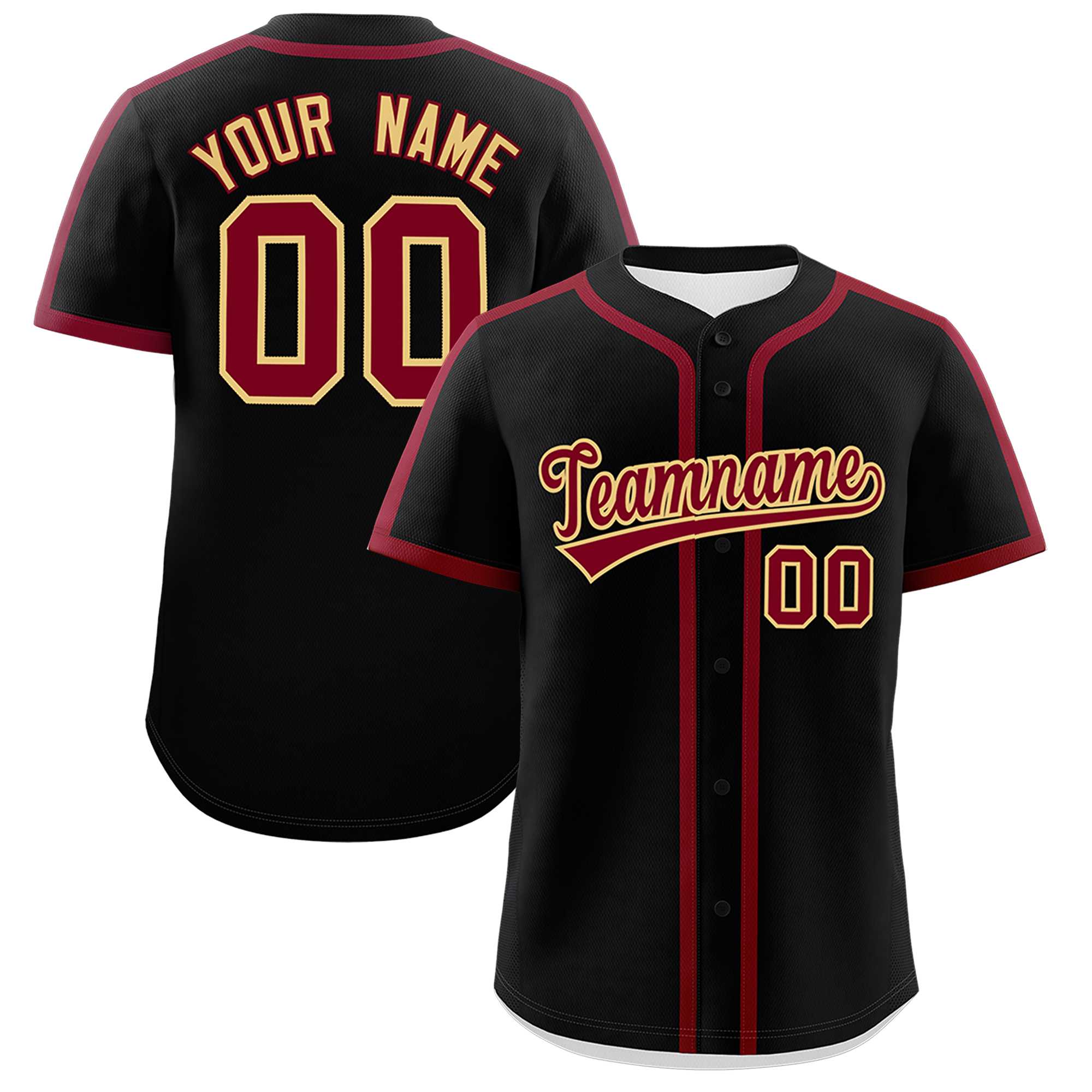 Custom Black Crimson Personalized Classic Authentic Baseball Jersey