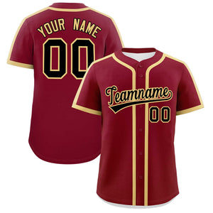 Custom Crimson Khaki Personalized Classic Authentic Baseball Jersey