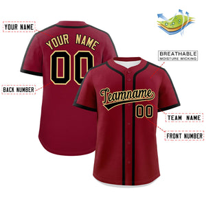 Custom Crimson Black Personalized Classic Authentic Baseball Jersey