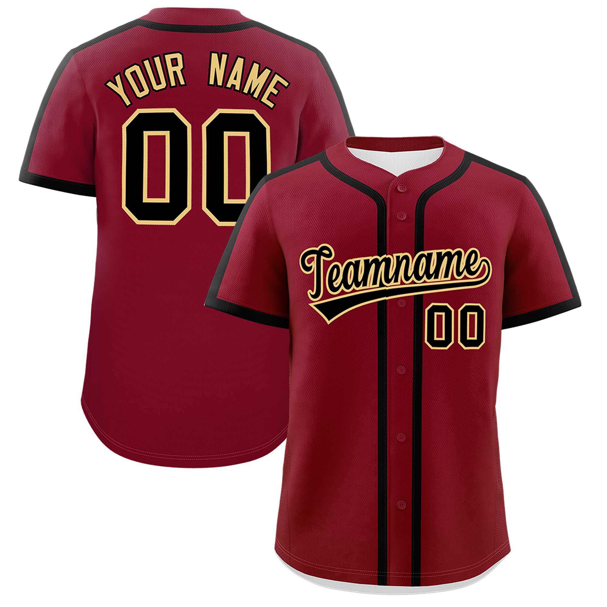 Custom Crimson Black Personalized Classic Authentic Baseball Jersey