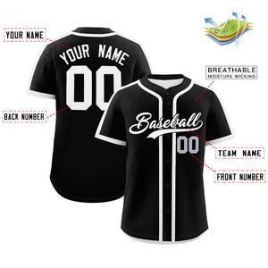 Custom Black White Personalized Classic Authentic Baseball Jersey