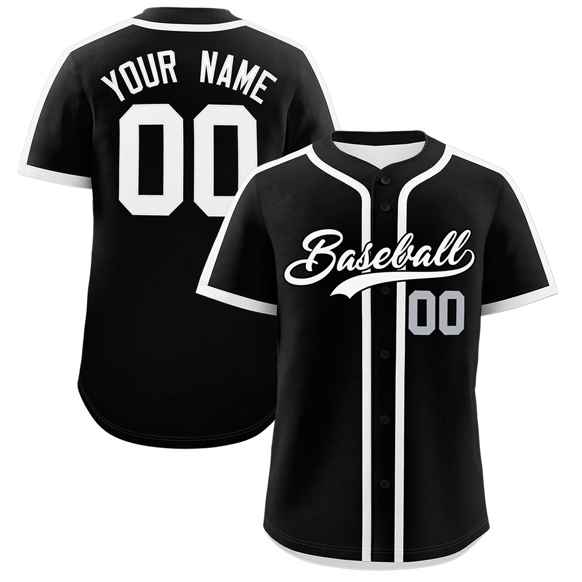 Custom Black White Personalized Classic Authentic Baseball Jersey