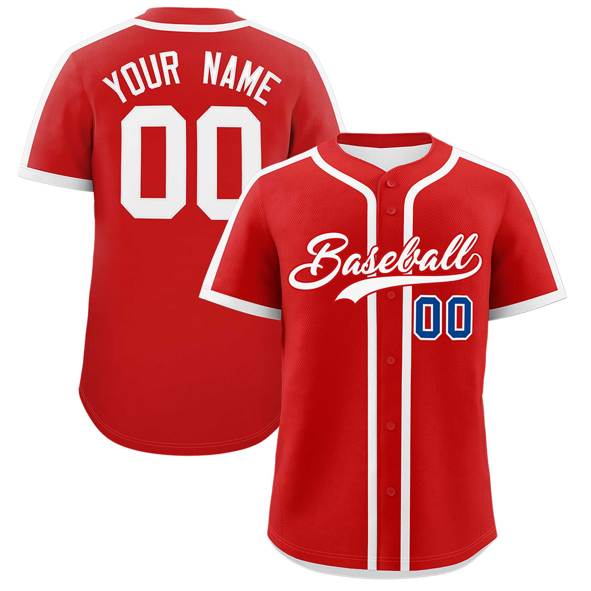 Custom Red White Personalized Classic Authentic Baseball Jersey