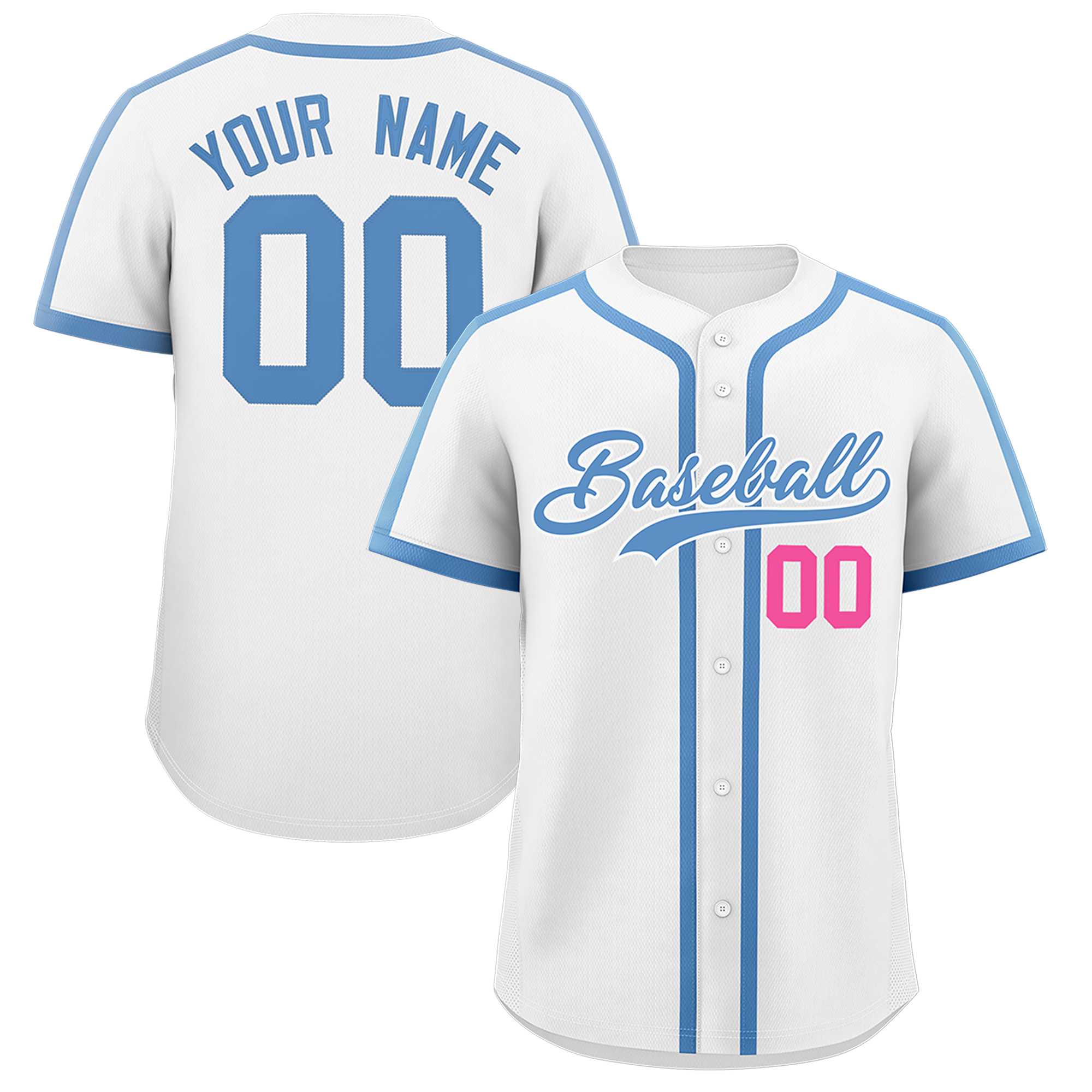 Custom White Light Blue Personalized Classic Authentic Baseball Jersey