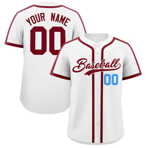 Custom White Crimson Personalized Classic Authentic Baseball Jersey