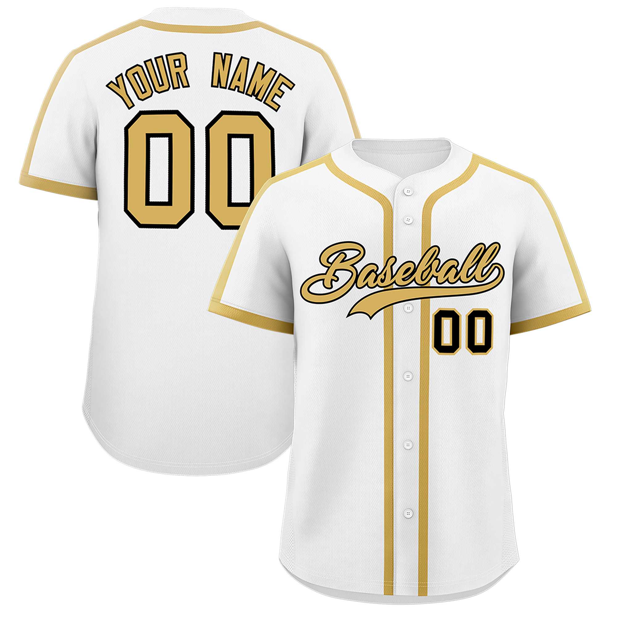 Custom White Khaki Personalized Classic Authentic Baseball Jersey