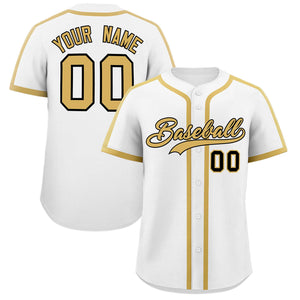 Custom White Khaki Personalized Classic Authentic Baseball Jersey