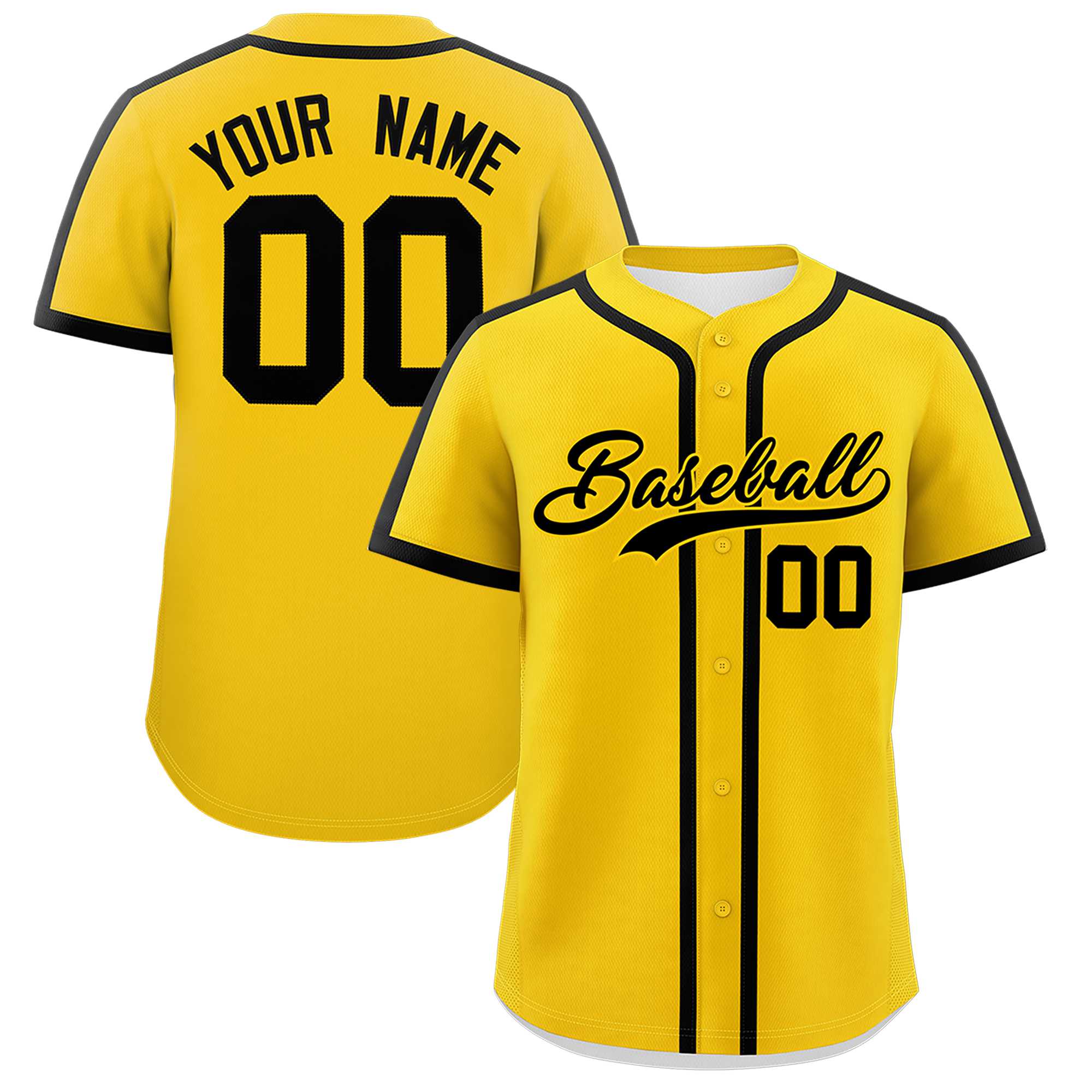 Custom Gold Black Personalized Classic Authentic Baseball Jersey