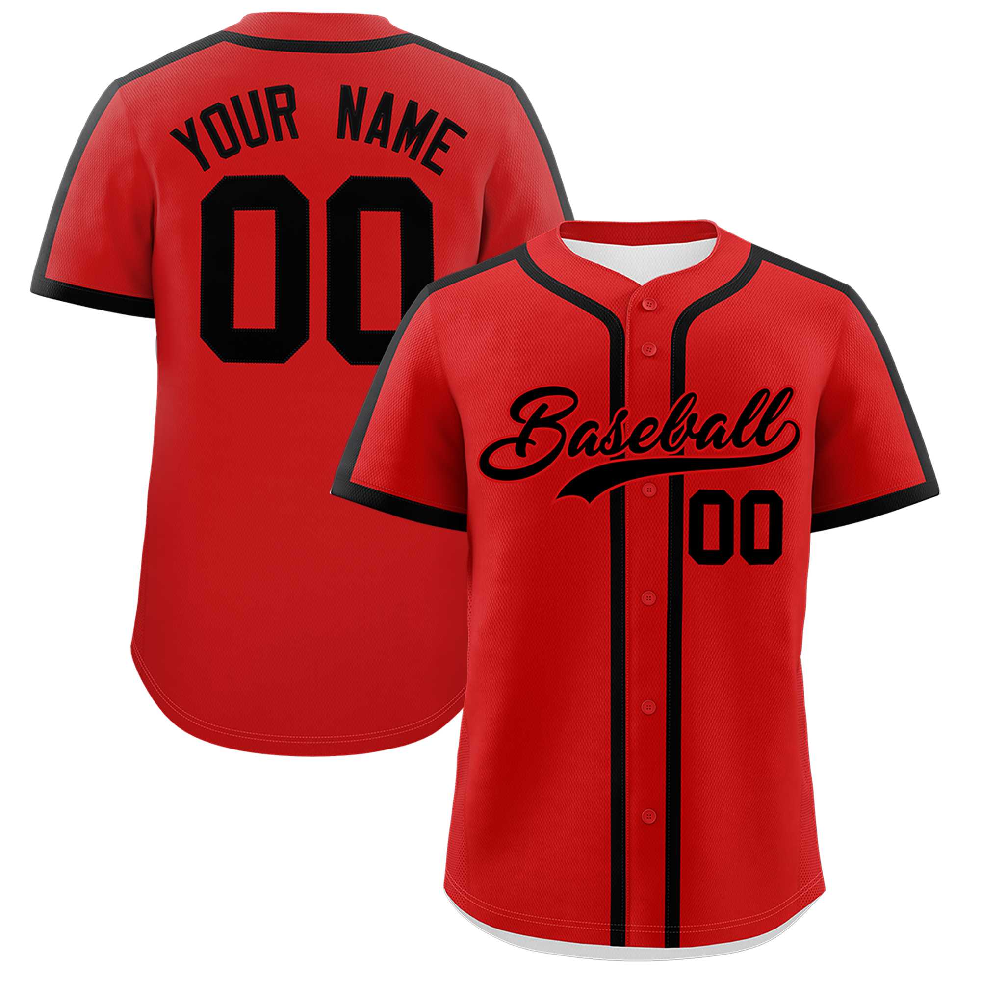 Custom Red Black Personalized Classic Authentic Baseball Jersey