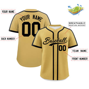 Custom Old Gold Black Personalized Classic Authentic Baseball Jersey