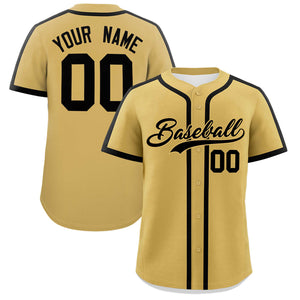 Custom Old Gold Black Personalized Classic Authentic Baseball Jersey