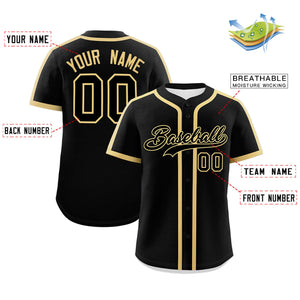 Custom Black Old Gold Personalized Classic Authentic Baseball Jersey