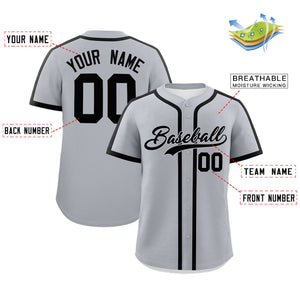 Custom Gray Black Personalized Classic Authentic Baseball Jersey