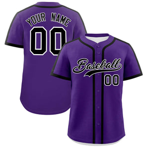 Custom Purple Black Personalized Classic Authentic Baseball Jersey