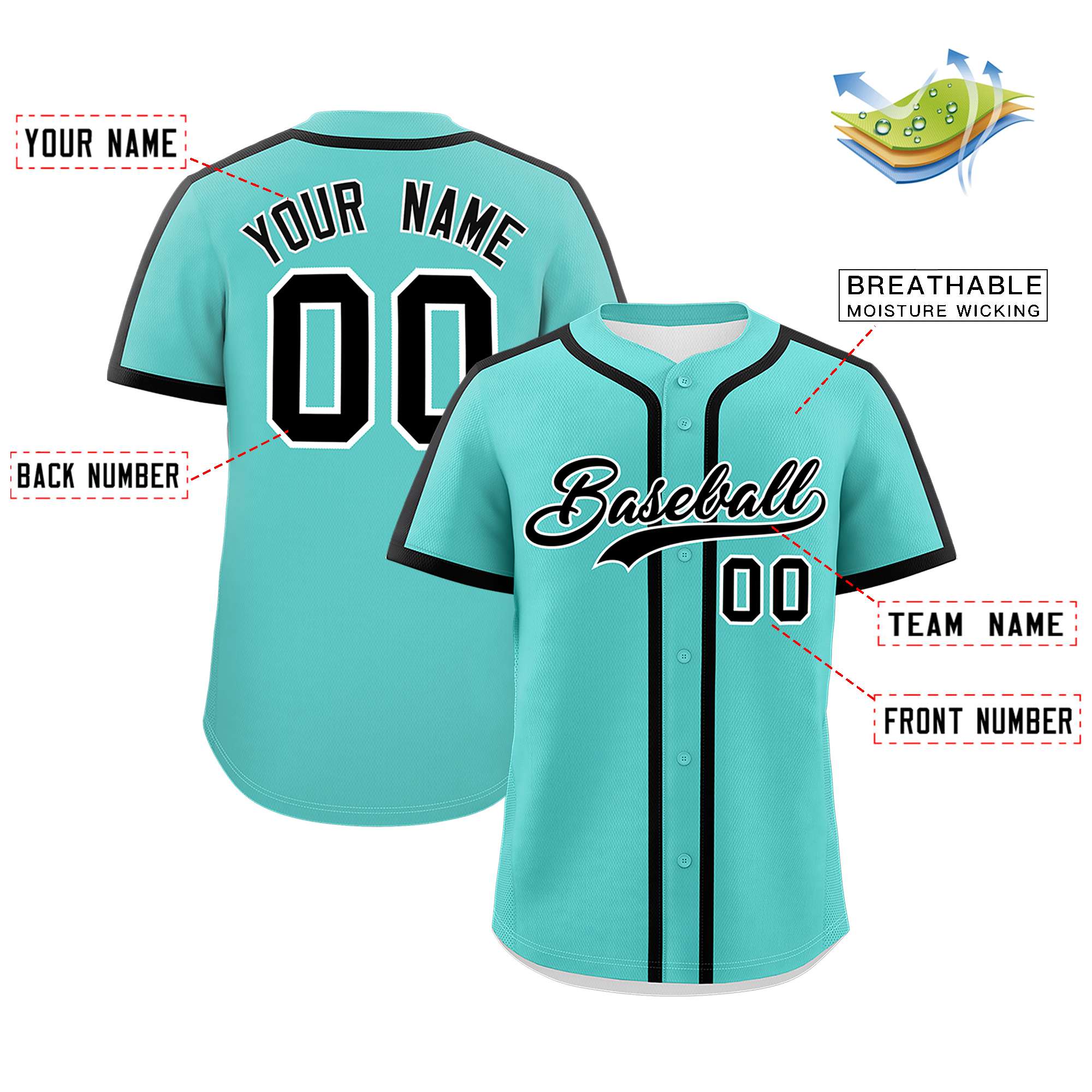 Custom Bright Green Black Personalized Classic Authentic Baseball Jersey