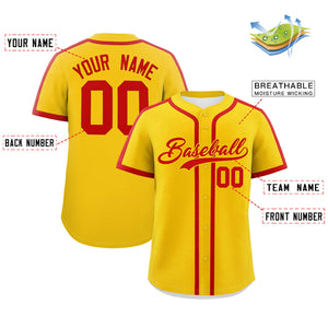 Custom Gold Red Personalized Classic Authentic Baseball Jersey