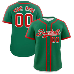 Custom Kelly Green Red Personalized Classic Authentic Baseball Jersey