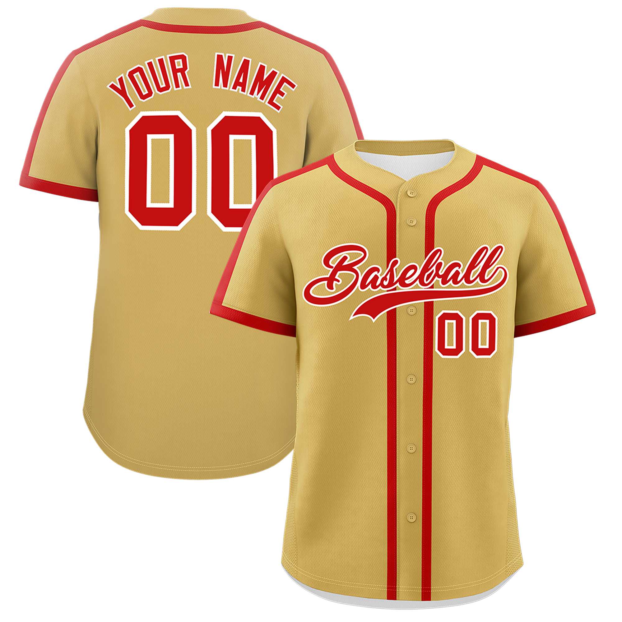 Custom Old Gold Red Personalized Classic Authentic Baseball Jersey