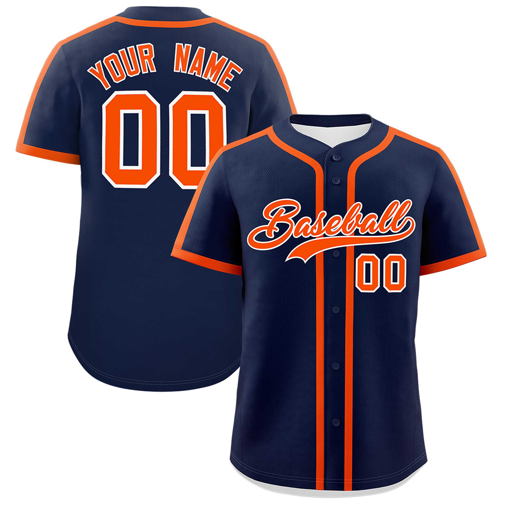 Custom Navy Orange Personalized Classic Authentic Baseball Jersey