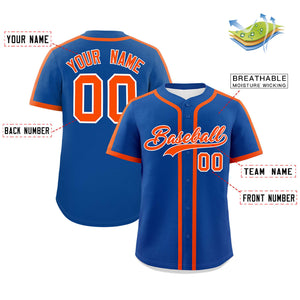 Custom Royal Orange Personalized Classic Authentic Baseball Jersey