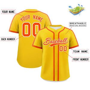 Custom Gold Orange Personalized Classic Authentic Baseball Jersey