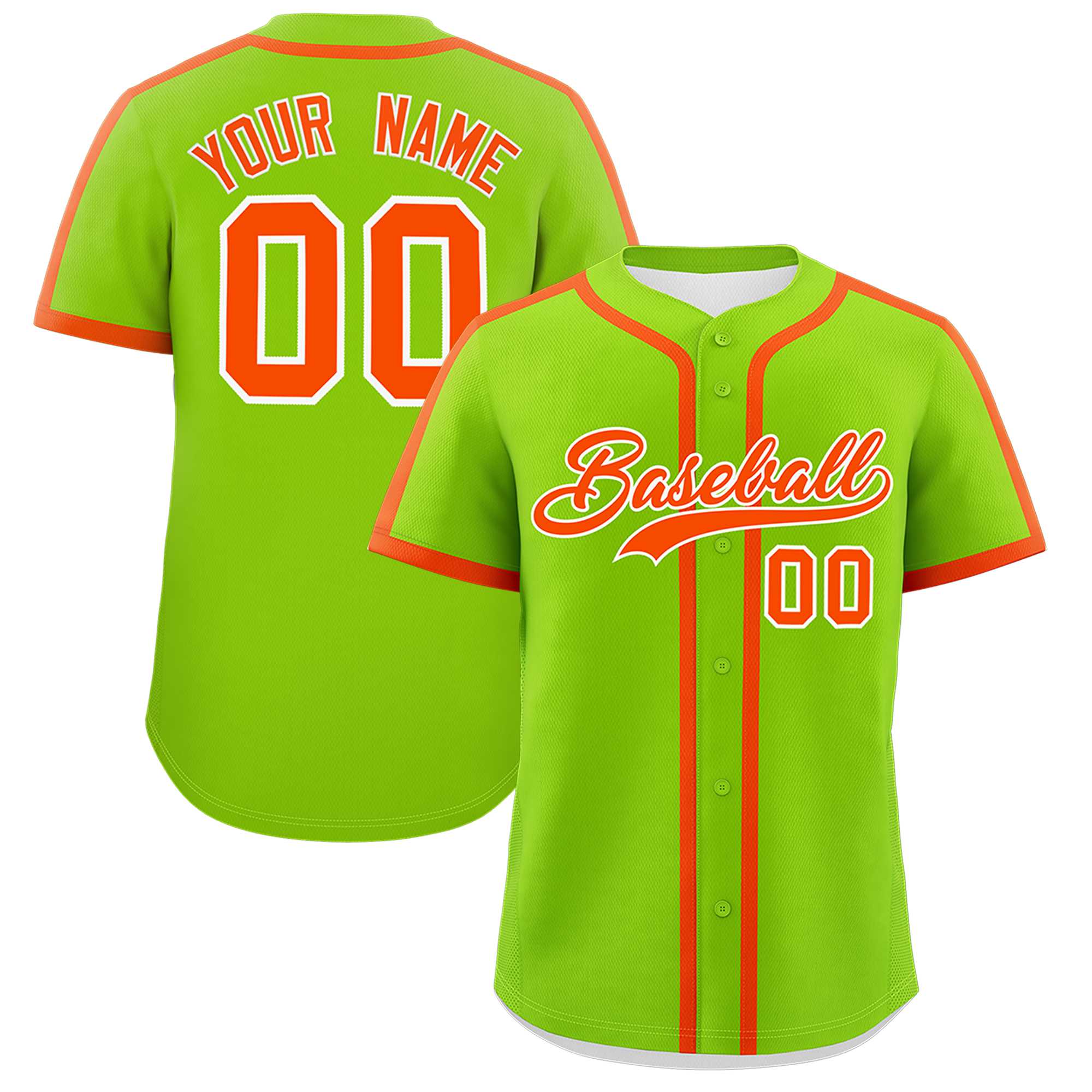 Custom Neon Green Orange Personalized Classic Authentic Baseball Jersey