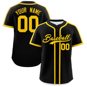 Custom Black Gold Personalized Classic Authentic Baseball Jersey