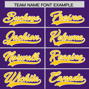 Custom Purple Gold Personalized Classic Authentic Baseball Jersey