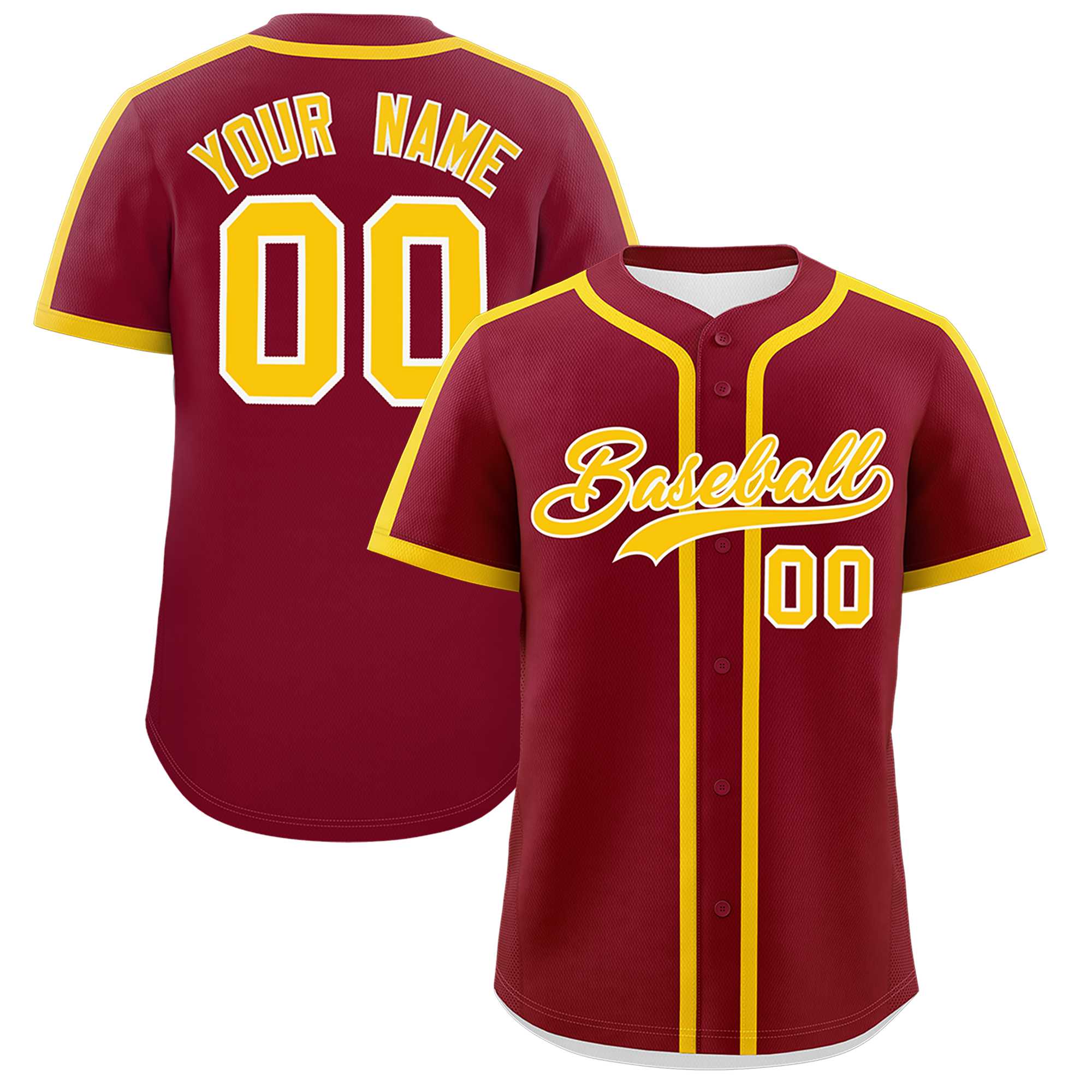 Custom Crimson Gold Personalized Classic Authentic Baseball Jersey