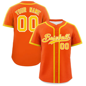 Custom Orange Gold Personalized Classic Authentic Baseball Jersey