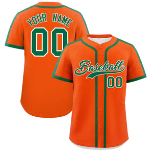 Custom Orange Kelly Green Personalized Classic Authentic Baseball Jersey